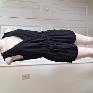 Bebop Be You Be Free Black Sleeveless Rayon Belted Romper, Size Large